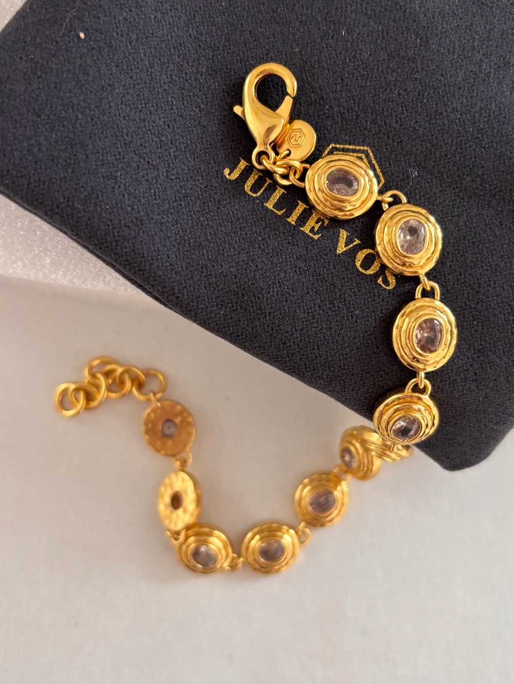 NWOT Julie Vos Gold Tudor Tennis Bracelet - Picture 5 of 5